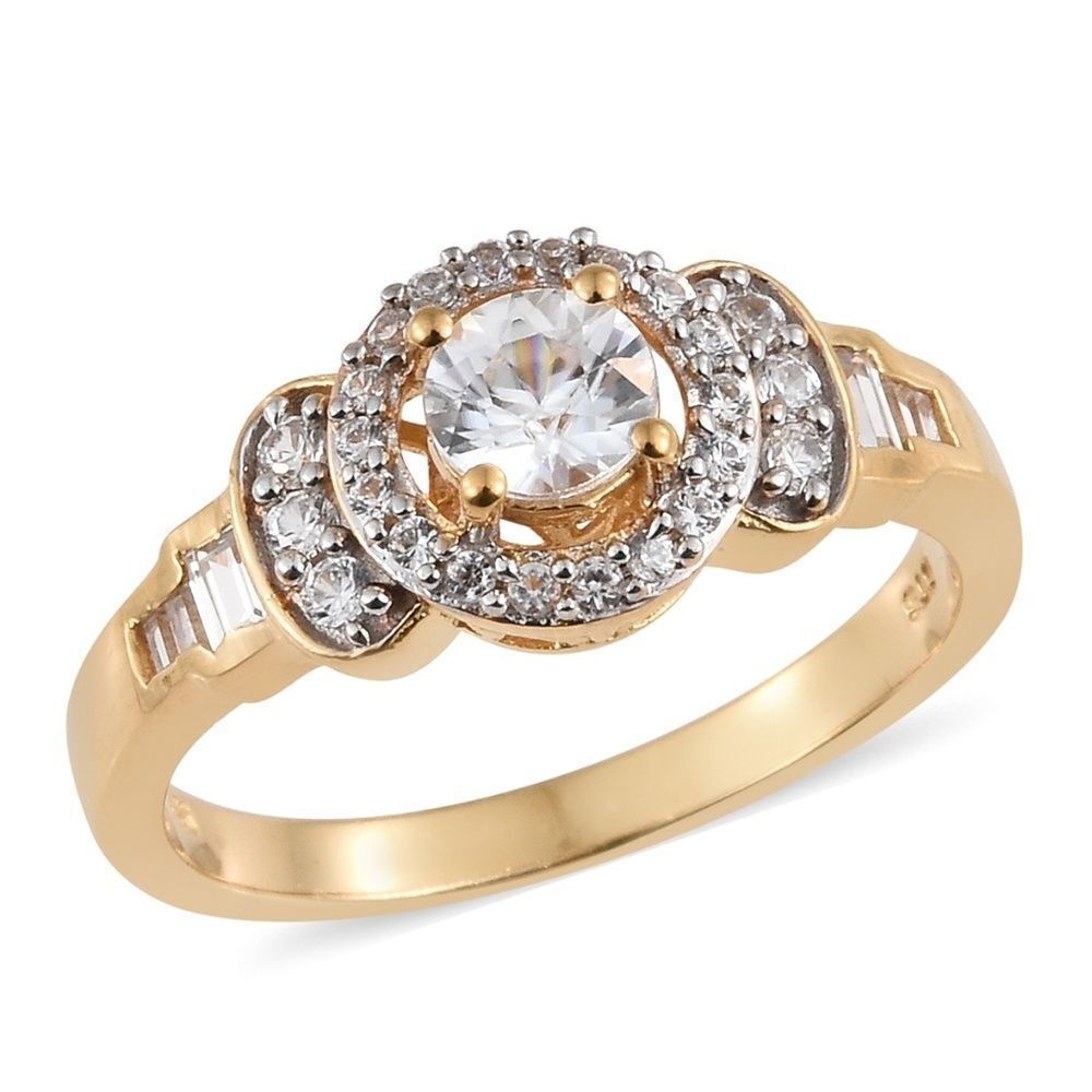 Ring White Zircon YG Over Sterling Silver Size 8.0